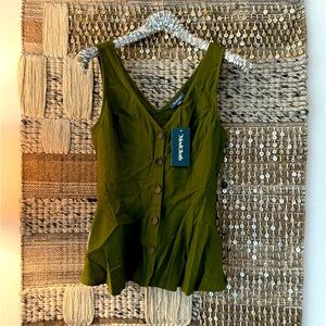 💚 NWT ModCloth green button peplum tank sz S 💚